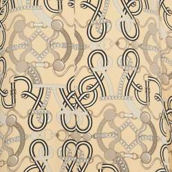 Pre Owned Hermes Cream Printed Silk Midi Dress M