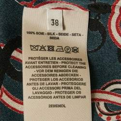 Pre Owned Hermes Grey Printed Silk Neck Tie Midi Dress M