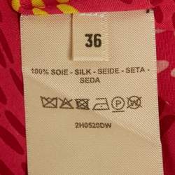 مملوكة مسبقًا Hermes Pink Printed Silk Maxi Dress S