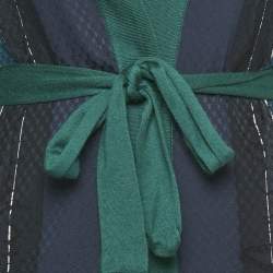 مملوكة مسبقًا Hermès Green Printed Cashmere and Silk Open Front Cardigan M