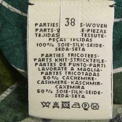 مملوكة مسبقًا Hermès Green Printed Cashmere and Silk Open Front Cardigan M