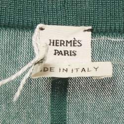 مملوكة مسبقًا Hermès Green Printed Cashmere and Silk Open Front Cardigan M