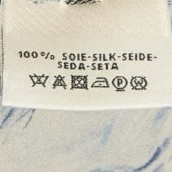 مملوكة مسبقًا Hermes Grey/Navy Blue Printed Silk Kimmo Midi Dress M