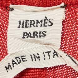 مملوكة مسبقًا Hermes Grey/Red Knit Printed Knit Belted Cardigan M