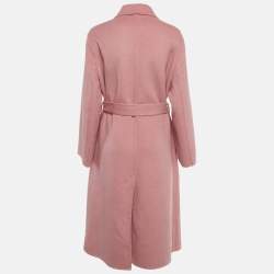 مملوكة مسبقًا معطف هيرمس من اللباد الكشميري باللون الوردي مزود بحزام مقاس متوسط (ميديم)