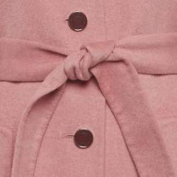 مملوكة مسبقًا معطف هيرمس من اللباد الكشميري باللون الوردي مزود بحزام مقاس متوسط (ميديم)