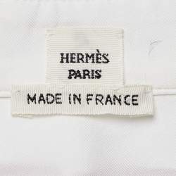 مملوكة مسبقًا Hermes Ivory Cavalcadour Morning Print Silk Shirt Dress S