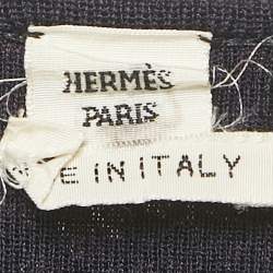 Pre Owned فستان هيرمس برتقالي حرير وصوف بطباعة بأزرار من الأمام مقاس كبير