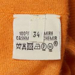 Pre Owned كنزة هيرميس كشميير برتقالي برقبة دائرية مقاس صغير - سمول