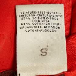 مملوكة مسبقًا Hermès Red Printed Silk and Knit Belted Cardigan L