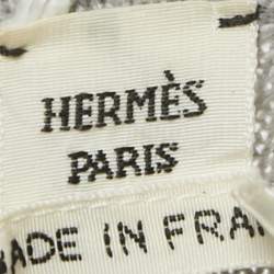 مملوكة مسبقًا سويت شيرت هيرمس كشمير وحرير بطبعة رمادية ياقة دائرية مقاس متوسط