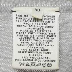 مملوكة مسبقًا سويت شيرت هيرمس كشمير وحرير بطبعة رمادية ياقة دائرية مقاس متوسط