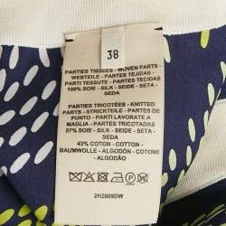 مملوكة مسبقًا Hermes Navy Blue Printed Silk & Knit Open Shrug M