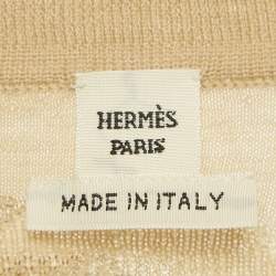 Pre Owned بلوفر هيرمس تريكو صوف وحرير بيج كالييدوسكوب ميديم