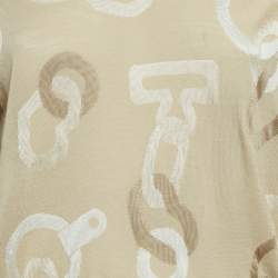 Pre Owned بلوفر هيرمس تريكو صوف وحرير بيج كالييدوسكوب ميديم