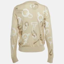 Pre Owned بلوفر هيرمس تريكو صوف وحرير بيج كالييدوسكوب ميديم