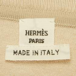 مملوكة مسبقًا Hermes Beige Printed Silk & Wool Long Sleeve Sweater M