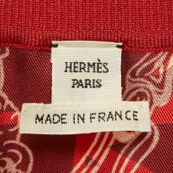 Pre Owned Hermes Red Printed Silk Top L