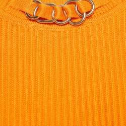 مملوكة مسبقًا توب هيرمس برقبة دائرية مضلع برتقالي مقاس متوسط