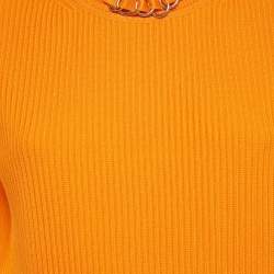 مملوكة مسبقًا توب هيرمس برقبة دائرية مضلع برتقالي مقاس متوسط