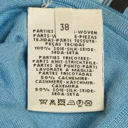 مملوكة مسبقًا قميص هيرميس ياقة على شكل V حرير مطبوع ومحبك أزرق مقاس متوسط