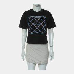 مملوكة مسبقًا Hermes Black Cotton Printed Cropped Top