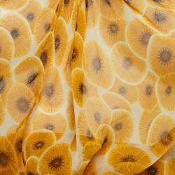 Pre Owned Hermes Yellow Printed Silk Scarf Top S