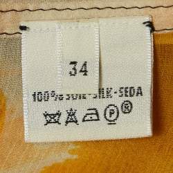 Pre Owned Hermes Yellow Printed Silk Scarf Top S