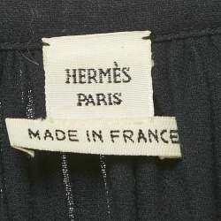 Pre Owned Hermès Black Cotton & Lace Detail Top L