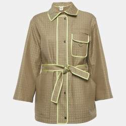 Pre Owned Hermes Light Brown Faconnée H Pattern Zip Up Coat S