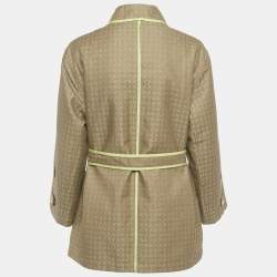 Pre Owned Hermes Light Brown Faconnée H Pattern Zip Up Coat S
