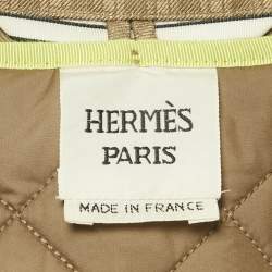 Pre Owned Hermes Light Brown Faconnée H Pattern Zip Up Coat S