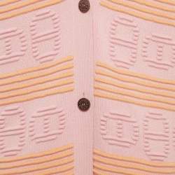 Pre Owned كارد يجان هيرمس كشميير وردي/برتقالي بطول طويل مقاس صغير (سمول)