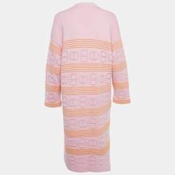 Pre Owned كارد يجان هيرمس كشميير وردي/برتقالي بطول طويل مقاس صغير (سمول)