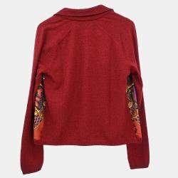 Pre Owned Hermes Ensemble Cardigan Sleeveless Top Bordeaux M