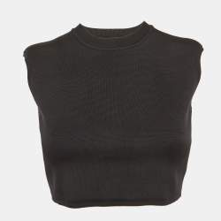 Pre Owned Hermes Black Knit Sleeveless Crop Top M
