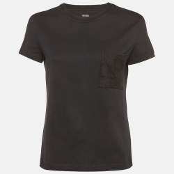 Pre Owned Hermes Black Cotton Pocket Detail T-Shirt S