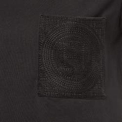 Pre Owned قميص هيرمس قطن أسود بتفاصيل جيب مقاس صغير - سمول