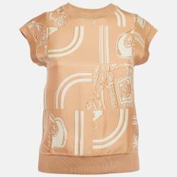Pre Owned Hermes Beige Silk Desordre Finesse Twillreine Top S