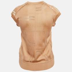 مملوكة مسبقًا Hermes Beige Silk Desordre Finesse Twillreine Top S