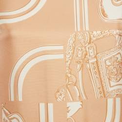 مملوكة مسبقًا Hermes Beige Silk Desordre Finesse Twillreine Top S