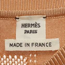 مملوكة مسبقًا Hermes Beige Silk Desordre Finesse Twillreine Top S