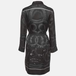 Pre Owned Hermes Black Silk Palefroi Remix Shirt Dress M