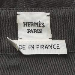Pre Owned Hermes Black Silk Palefroi Remix Shirt Dress M