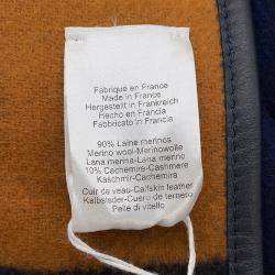 Pre Owned عباءة هيرمس بونتشو مرتفعات صوف ميرينو كشمير كحلي/بني 90% 10%