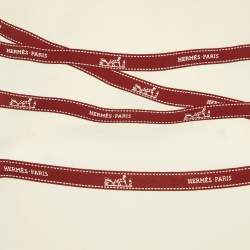 مملوكة مسبقًا Hermes Cream Bolduc Ribbon Print Silk Sleeveless Top S