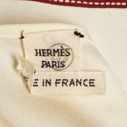 مملوكة مسبقًا Hermes Cream Bolduc Ribbon Print Silk Sleeveless Top S