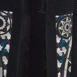 Pre Owned Hermes Black Printed Cotton and Purl Knit Long Cardigan S