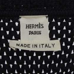 Pre Owned Hermes Black Printed Cotton and Purl Knit Long Cardigan S