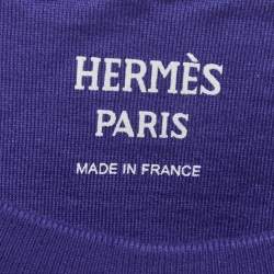Pre Owned Hermes Purple Jersey Embroidered Pocket T-Shirt M